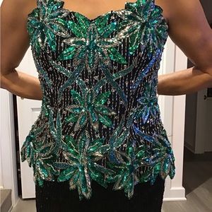 Glamorous strapless heavily beaded gown